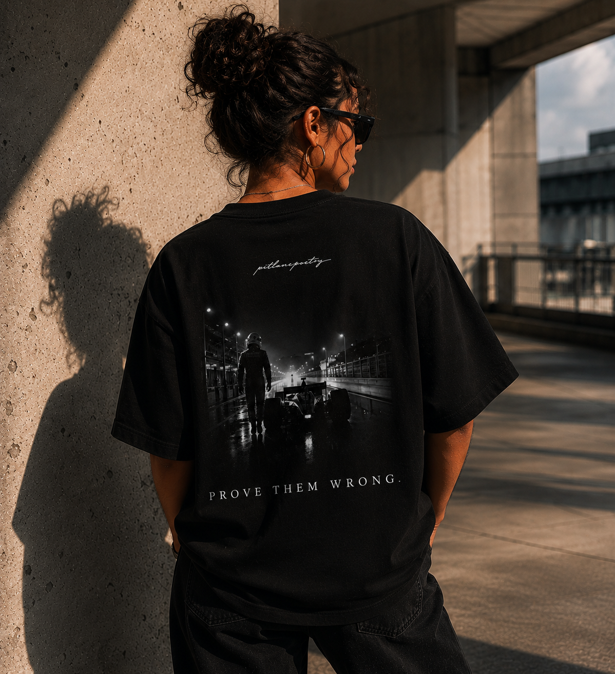 PITLANEPOETRY DROP 001 T-Shirt — Prove Them Wrong back graphic, women